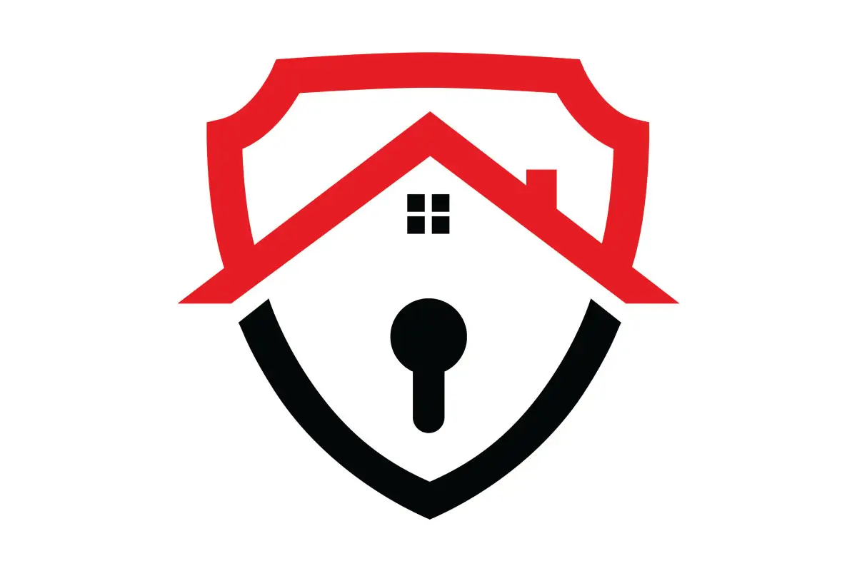 Bestview Security Systems logo combining a house roof, shield, and keyhole symbol